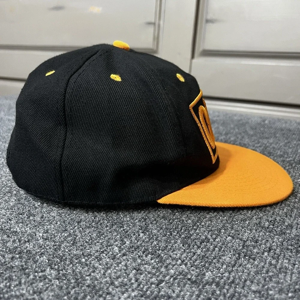 Vintage Obey Skateboarding Snapback Hat Black Yellow Orange One Size